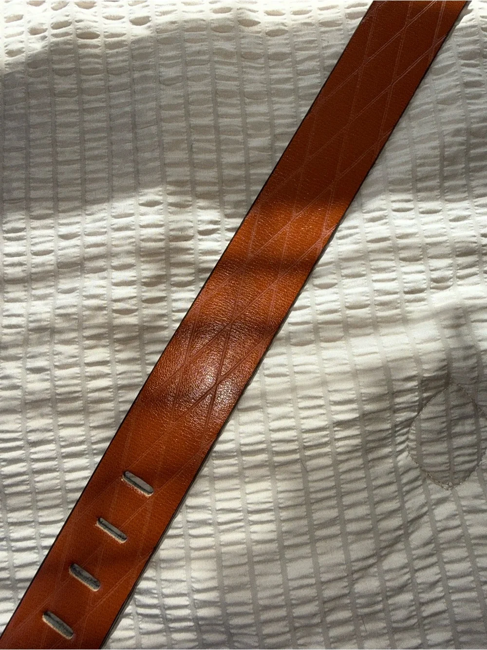 NWT Cognac Brown Belt Diamond Pattern Big Silver Buckle